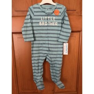 Carter's Boys' Little Brother Blue Double Zip Bodysuit Sleep N Play Size 9 Month
